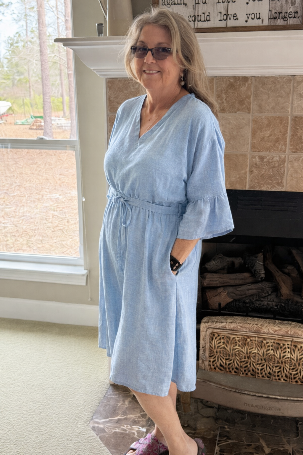 Blue Linen Jumpsuit